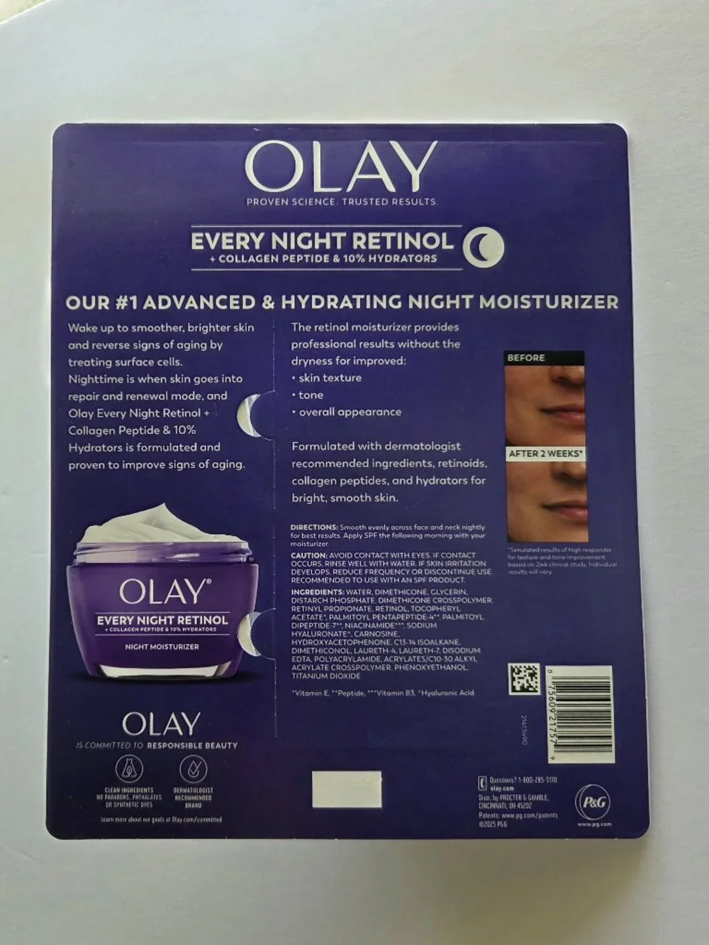 Olay Every Night Retinol + Collagen Peptide Night Moisturizer 2-Pack NWT